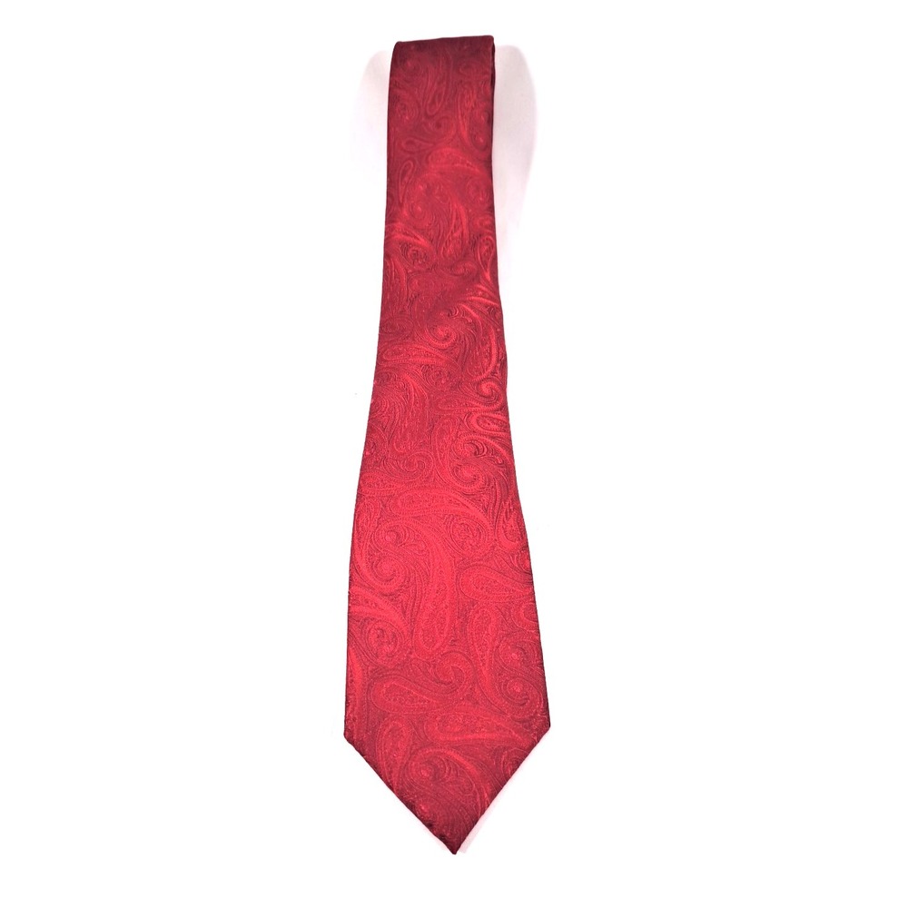 Chaps Mens Red‎ Paisley Silk Blend Jacquard Woven Classic Necktie Tie